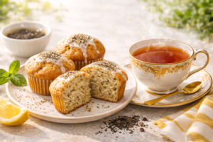 紅茶マフィンとホットストレートティーのイメージ画像